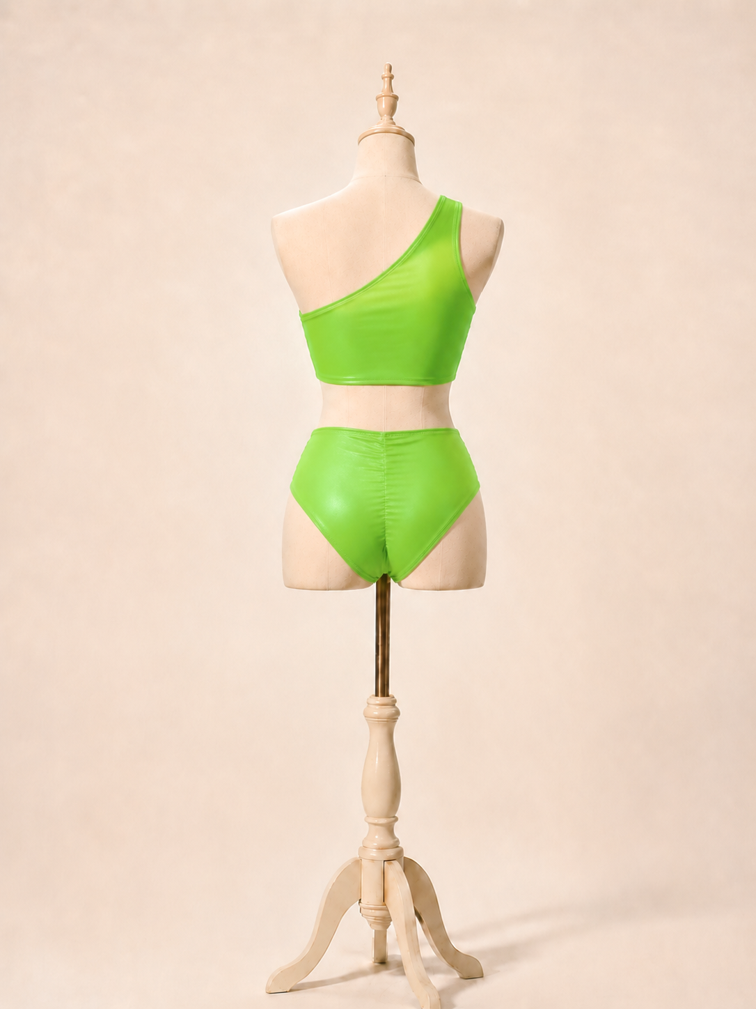 Luna Shimmer Set in Lime Glow, back view showing scrunch-back bottoms